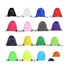 Storage Bags Portable D210 Polyester Dstring Backpack Solid Colour Sports Fashion String Folding Creative Handle Drop Delivery Home G Dhpeh