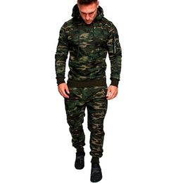 Tute da uomo Casual Completi da uomo Moda Sport Set da 2 pezzi Felpa con cappuccio da uomo Tuta da tuta Tuta mimetica Felpe con cappuccio Pantaloni della tuta da uomo