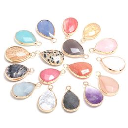 Charms Aspect Natural Stone Waterdrop Pendant Rose Quartz Healing Reiki Crystal Diy Necklace Earrings Women Fashion Jewellery Dhgarden Dhv24