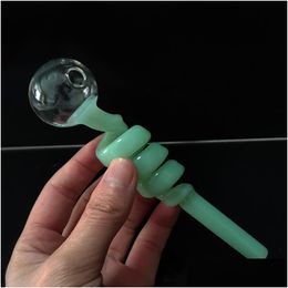 Smoking Pipes Colorf Spiral Hand Special Glass Oil Burner Pipe Tobcco Dry Herb Big Ball Water Bubbler Tubes Thick Tube Pyrex Nail Ti Dhfie