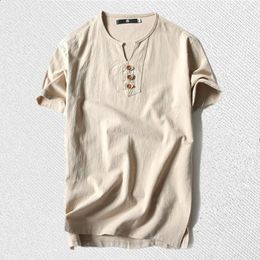 Men's T Shirts Linen Boy Big O-neck Shirt Chinese Style Fat Guy Plus Size Casual Short-sleeve T-shirt 7XL 8XL 10XL 165cm