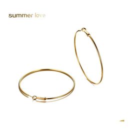 Hoop Huggie Fashion High Quality Stainless Steel Earring Polishing Simple Circle Women Sier Gold Color Earrings Drop Delivery Jewel Ot2Yx