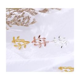 Band Rings Nickel Rose Gold Olive Tree Branch Leaves Midi Jewellery Womens Fashion Accessories Leaf Wrap Ring Bff Bague Femme 438C3 Dr Dhfnb