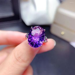 Cluster Rings Fashion Natural And Real Amethyst Ring 925 Sterling Silver For Men Or Women