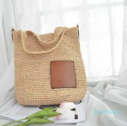 beach handbags Straw Woven Bag Raffite Hand-woven 222 Bag Leather Brown Retro Simple Versatile Tote Bag 230116