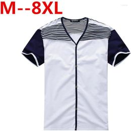 Men's T Shirts Plus Size 8XL 7XL Casual And Comfortable Cotton Lycra Summer Man Tshirt V-Neck Short High Quality Men Brand Clothing