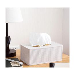 Tissue Boxes Napkins Creative Living Room Coffee Table Napkin Paper Bamboo Pattern Plastic Box Home Desktop Mtifunction Tray Drop Dhxks