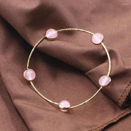 Strand Schönes rosa Perlenarmband für Frauen Mädchen einzigartige handgefertigte Ornament Naturstein Jades Armreifen Armbänder Handgelenk Schmuck 7.5 