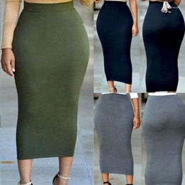 Skirts Cacocala Womens Skirt 2023 Plain Jersey Bodycon Tube Straight High Waisted Ladies Casual Stretch Midi