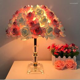 Table Lamps European Crystal Lamp Rose Flower Night Light For Home Wedding Party Decor Lighting Birthday Atmosphere Desk