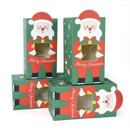 Gift Wrap 5pcs Christmas Paper Box Cartoon Santa Claus Candy With Clear Window Packaging Xmas Party Favour Year Decoration