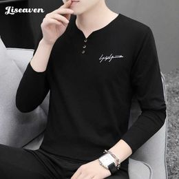 Men's T-Shirts Liseaven 6 Colours Men Cotton Tee Shirt Autumn Winter T-Shirt Long Full Sleeve T-Shirts Brand Mens Clothing Tops Tees Y2302