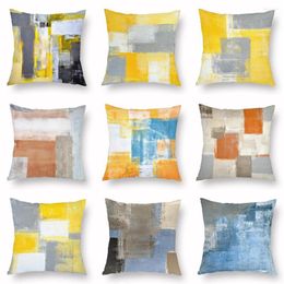 Pillow Yellow Grey Black Cover Oil Painting Abstract Art Garbage Style Pillowcase Linen Living Room Sofa Decor Pillows Case