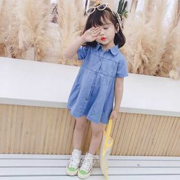 Girl's Cute Baby Clothes Summer Dresses Cotton Cardigan Button Denim One-piece dress 2 6 Years Toddler Girls Infant Kids