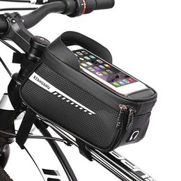 Panniers s Bicycle Phone Case Holder Touchscreen Beam Waterproof Frame Front Top Tube Cycling Bag MTB Bike Accessories 0201
