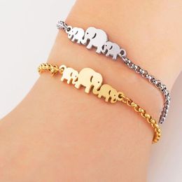 Link Bracelets Kpop Pulseras Para Parejas Gold/Silver/Rose Gold Colours Elephant Stainless Adjustable For Lovers Valentine's Day Gifts