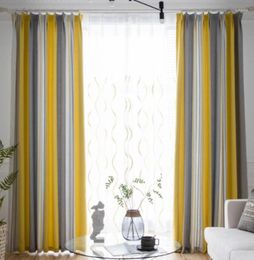 Curtain Scandinavian Curtains For Living Dining Room Bedrooms Style Yellow Striped Grey Blackout Blue Transparent Tulle Blinds