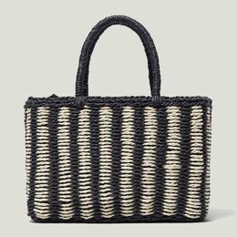 Shopping Bags Summer Casual Straw Handbags for Women Woven Rattan Beach Ladies Market Tote Bucket Weave Female Top Handle Candy Purse 220318