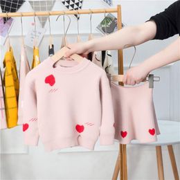 Clothing Sets Girl Long Sleeve Sweater Top And Skirt Set Cute Fashion Two-Piece Suit Winter Baby Toddler Fall Clothes