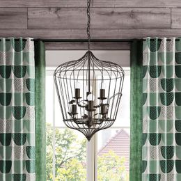 Pendant Lamps American Country Vintage Wrought Iron Light Living Room Dining Lamp Cafe Bar Candle Bird Cage ZA81137