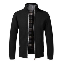 Mens Sweaters Autumn Winter Warm Cardigan Fleece Zipper Jackets Slim Fit Knitted Sweatercoat Thick Sweater Coat 230131