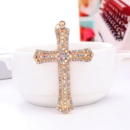 Top Fashion Ornaments Creative Diamond Cross Keychain Wholesale Metal Automobile Hanging Ornament Small Gift