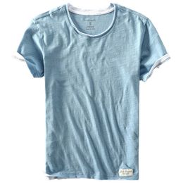 Men's T-Shirts Summer Men T-shirt Fashion Brand Japanese Bamboo Cotton Solid Colour Short Sleeve Male Casual Simple Thin White Top Tee Tshirts Y2302