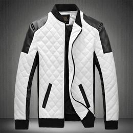 Mens Jackets Patchwork Motorcycle Stand Collar Casual Leather Fashion Slim Moto Bike PU Winter Plus Size 5XL 230131