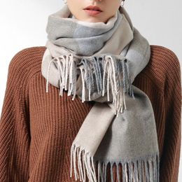 Scarves Winter Wool Scarf Women Plaid For Ladies Tassel Lattices Oversize Shawls And Wraps Soft Classic Brand Female Blanket