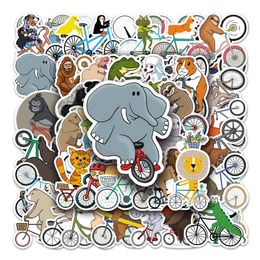 50PCS Animals Riding Bicycle Stickers for Laptop Water Bottle Cute Funny Bike Animals TZ-DWZXC-619