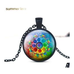 Pendant Necklaces Fashion Handmade Henna Yoga Necklace Buddhism Symbol Art Pattern Glass Wholesale Jewellery For Women Drop Delivery Pe Ot8Cm