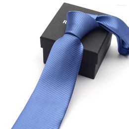 Bow Ties 2023 High Quality Brand Fashion Formal Suit Business Light Blue 8cm Necktie Wedding Gentlemen Tie For Men With Gift Box