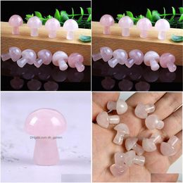 Stone 20Mm Rose Quartz Mini Mushroom Plant Statue Natural Carving Home Decoration Crystal Polishing Gem Drop Delivery Jewellery Dhgarden Dhfvw