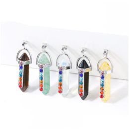 Charms Natural Stone Hexagon Crystal Pendants 7 Chakra Rhinestone Rose Quartz For Jewellery Making Diy Necklace Earring Gifts Dhgarden Dh7Yc