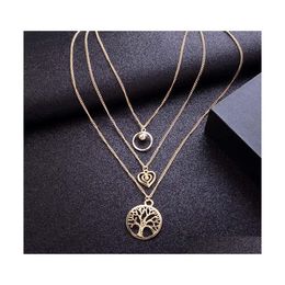 Pendant Necklaces Mtilayer Necklace For Women Long Tree Of Life Drop Delivery Jewellery Pendants Dhjfw