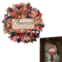 Decorative Flowers 4th Of July Front Door Wreath Summer Spring Wreaths For Independence Day Decors Patriotic Decorations America God Shed