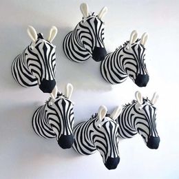 Wall Decor Zebra Giraffe Elephant Wall Mount Animals Head Stuffed Artwork Wall Hang Dolls Nordic Home Room Decoration Po Background Toys 230131