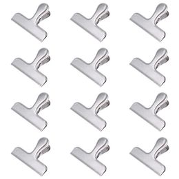 Bag Clips 12pcs Food Storage Stainless Steel Chip kitchen Sealing Fresh Seal Clamp Clip 230131