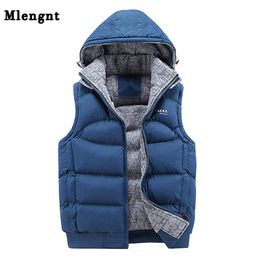 Mens Vests Fashion Sleeveless Jacket Thickening 100% Cotton Hat Hooded Warm Winter Waistcoat Casual Windbreaker 230131