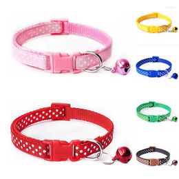 Dog Collars 1PC Dot Printed Small Collar Adjustable Cute Cartoon Pet Neck Strap Safety Fashion Nylon Puppy With Bell