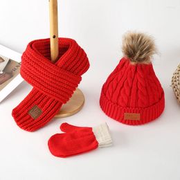 Berets Children's Hats Scarves Suits Winter Wool Boys' And Girls' Baby Thickened Thermal Covers Knitted Caps Gloves