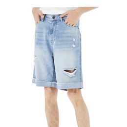 Men's Shorts Metersbonwe Ripped Knee Length Jeans For Men Summer High Quality Denim Middle Trousers Solid Collor Released Hem Denim Shorts G230131