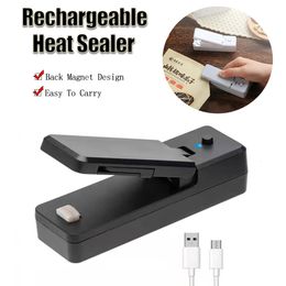 Bag Clips 2In1 Portable Rechargeable Mini Sealer Vacuum Heat With Cutter For Plastic Food Storage 230131