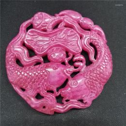 Pendant Necklaces Charms Vintage Fashion Asia Ancient Sculpture Carving Art Pattern Pink Semi Precious Stone For Necklace DIY Jewelry