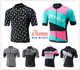 Racing Jackets Boys Cycling Set Morvelo Summer Short Sleeve Jersey Road Bike Clothing MTB Bicycle Clothes Kids Roupa De Baike