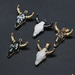 Charms Semiprecious Stone Acrylic Ox Cow Bones Head Shape Pendant Finding For Diy Necklaces Men Punk Women Fashion Jewelry 2 Dhgarden Dha8I