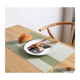 Mats Pads Geometric Plaid Placemats Pvc Adiabatic Tablemat 45X30Cm Waterproof Table Mat Bowl Coasters Western Food Pad Drop Delive Dhsz7