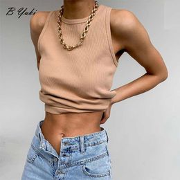 Women's Tanks Camis Blessyuki Basic Knit Ribbed Solid Vest Women Summer New Solid Skinny Sleeveless Tank Female 2022 Casual Cottons Sportwear Vest Y2302