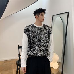 Men's T Shirts Men Sequins Long Sleeve T-shirt Male Women Couple Casual Tops Tees Stage Fashion Show Clothing