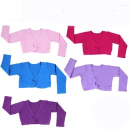 Stage Wear Spring Autumn Girls Kids Long Sleeve Ballet Dance Jacket High Waist Small Coat Children Gymnastics Leotard